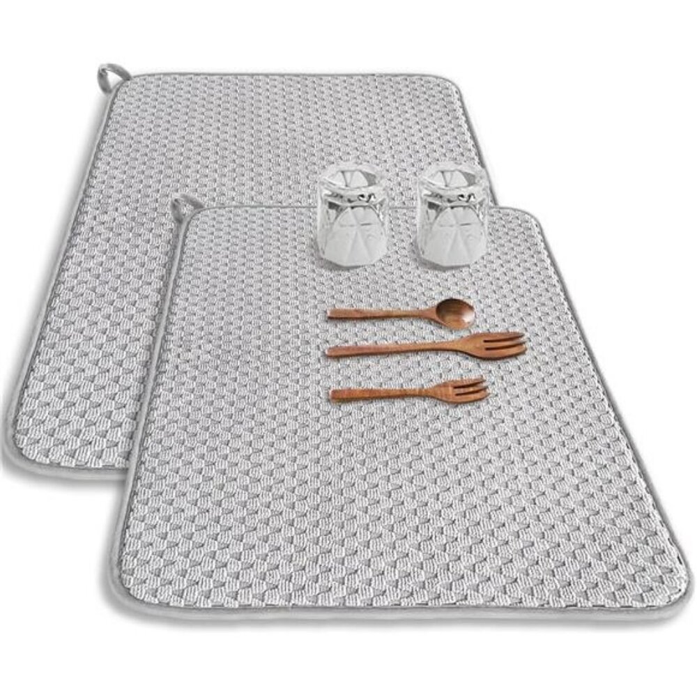 Large microfiber dish drying mat absorbent kitchen counter sink drainer pad